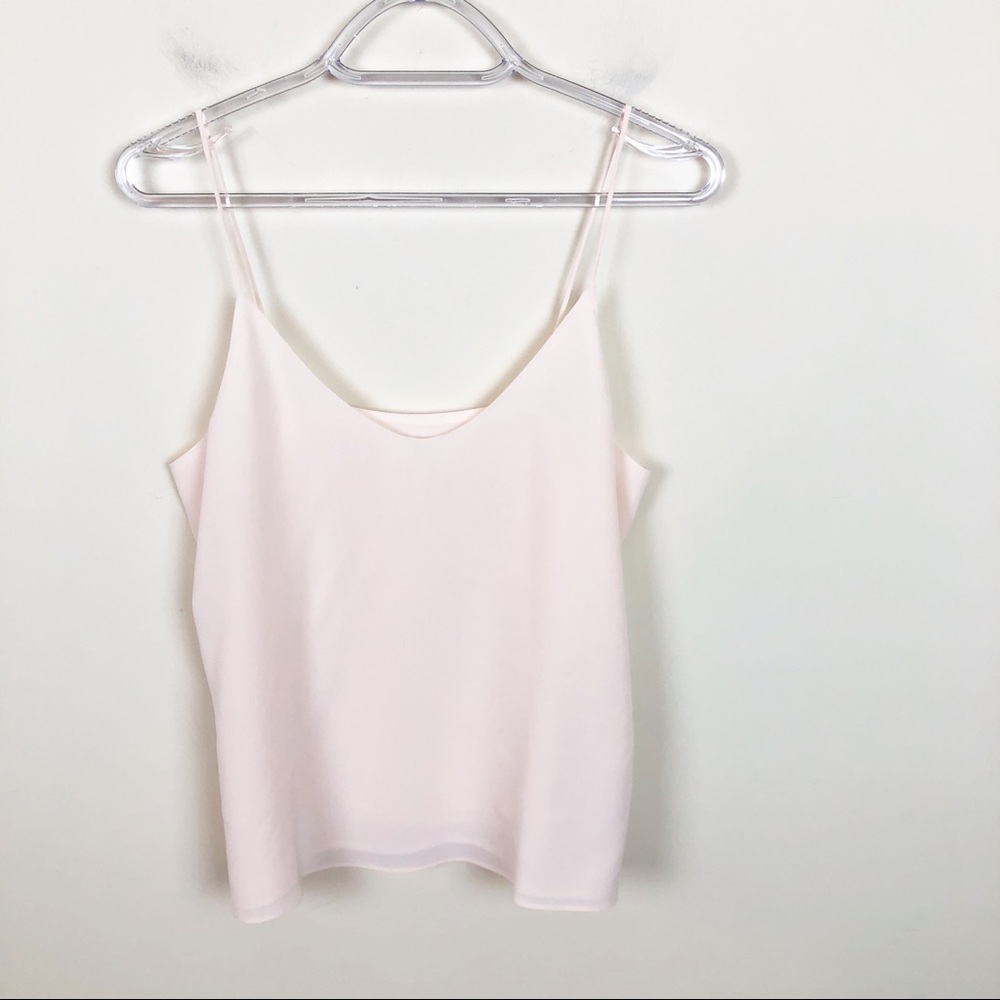 Everlane Double Lined Silk V-Neck Cami Pale Pink - Picture 2 of 7